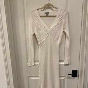 Twist front midi sweater dress